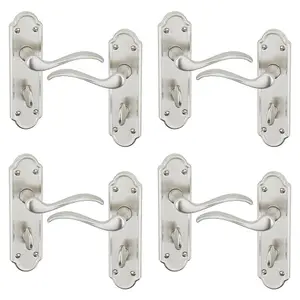 URBNLIVING 170mm Length 8 Pcs Lisbon Metal & Satin Nickel Lever Latch Door Bathroom Handles Set