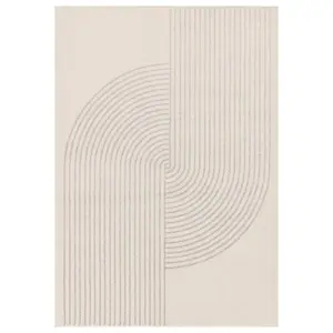 Cream Arch Abstract Modern Easy to Clean Rug for Living Room Bedroom and Dining Room-200cm X 290cm