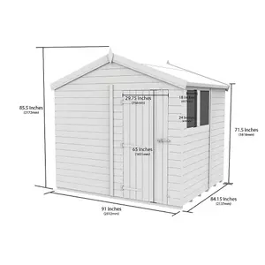 DIY Sheds 8x7 Apex Shed - Single Door Without Windows