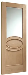 Internal Calabria Oak Clear Bevelled Glass and Raised Mouldings Door 1981 x 762 x 35mm (30")