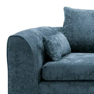 Harriet Crushed Chenille Right Facing Corner Sofa in  Dark Blue