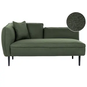 Left Hand Boucle Chaise Lounge Dark Green CHEVANNES