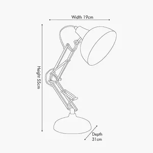 Silver Angled Task Table Lamp Study Desk Like