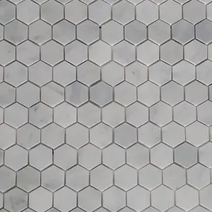 Carrara White Marble Hexagon Mosaic Tile 30.5 x 28.5cm, Sold Per Tile