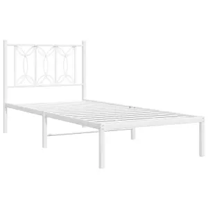 Berkfield Metal Bed Frame without Mattress with Headboard White 80x200cm