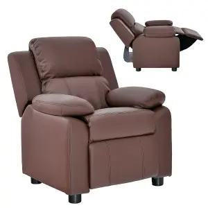 Costway Kids Recliner Chair PU Leather Toddler Sofa Chair w/ Adjustable Backrest & Footrest Coffee