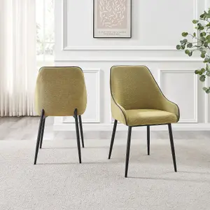 Furniturebox UK Beaumont 2x Sage Green Fabric Black Leg Dining Chair