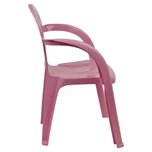 URBNLIVING 50cm Height 6 Pcs Pink Coloured Stackable Plastic Chairs for Kids Party Play Set