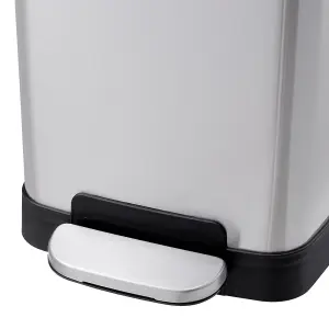 Stainless Steel Pedal Bin Trash Can Kitchen Bin Recycling Rubbish Bin 30L