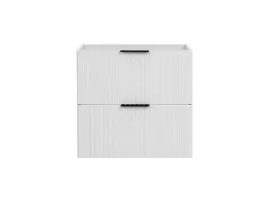 Bathroom Vanity Unit 600mm Ribbed Textured White Modern Wall Hung Floating Drawer Cabinet Adel