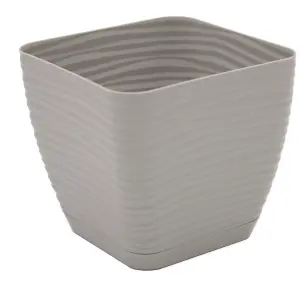 Plant Pot Flowerpot Square Plastic Modern Decorative Small Medium Large Light Grey 11cm