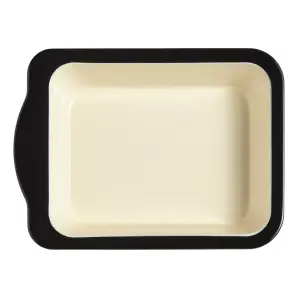 Baker & Salt 22cm Baking Dish, Black & Cream Two Tone Enamel