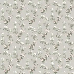 GoodHome Rubin Light grey Floral Textured Wallpaper