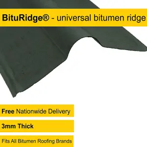 Universal 3mm Green Bitumen Roofing Ridge Verge - BituRidge Plus - 900mm Fits All Brands Of Corrugated Bitumen Roofing Sheets