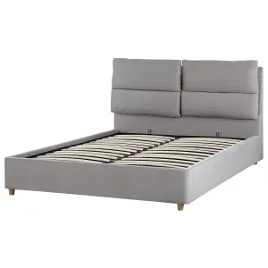 Velvet EU Double Size Ottoman Bed Light Grey BATILLY