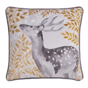 Forest Animals Deer Print Velvet Filled Cushion