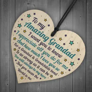 Handmade Grandad Amazing Plaque Heart Grandparent Gifts For Grandad Birthday Christmas