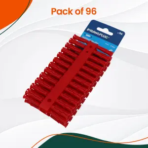 Red Screw Wall Expansion Fixing Rawl Plugs for Brick Stone Concrete Wall Plasterboard, 96pcs