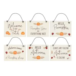 Something Different Hello Autumn Mini Hanging Sign Set (Pack of 30) Brown/Cream/Orange (One Size)