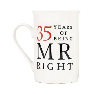 Ivory White 35th Anniversary Mr Right & Mrs Always Right Ceramic Mug Gift Set