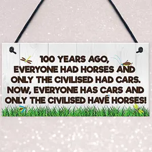 Red Ocean Civilised Horses Funny Barn Stable Door Pony Gift Haging Plaque Equestrian Sign