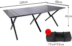 120 x 60 Portable Outdoor Picnic Table - Weather-Resistant Folding Camping Table with Carry Bag, X-Shape Support, Easy Assembly