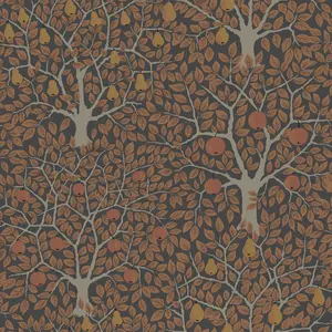 Galerie Apelviken 2 Brown Orange Floral Woodland Smooth Wallpaper