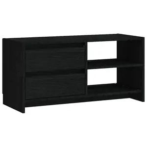 vidaXL TV Cabinet Black 80x31x39 cm Solid Pinewood