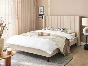 Boucle EU Double Size Bed Beige VILLETTE