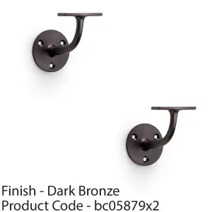 2 PACK - Heavy Duty Stair Handrail Bannister Bracket Arm - Dark Bronze 82mm Proj Holder