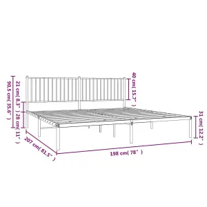 Berkfield Metal Bed Frame with Headboard Black 193x203 cm