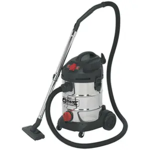 1400W Industrial Wet & Dry Vacuum Cleaner - 30L Steel Drum - Auto Start Feature