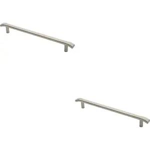 2x Flat Bar Pull Handle with Chamfered Edges 400mm Fixing Centres Satin Steel