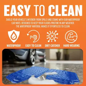 4pc Heavy Duty Blue Alloy Checker Plate Mat Aluminium Effect Car Mats Set Van