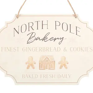 Something Different North Pole Bakery Hanging Sign Beige (One Size)