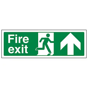 FIRE EXIT Safety Sign Arrow Up Glow in Dark Rigid Plastic 450x150mm