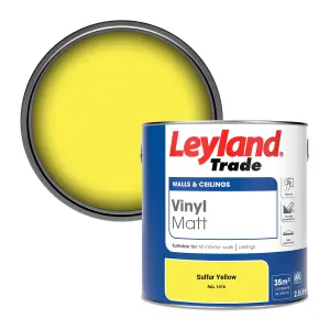 Leyland Trade Vinyl Matt Walls & Ceilings Emulsion Paint Sulfur Yellow (RAL 1016) 2.5L