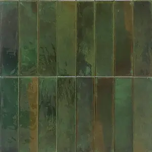 Top Ceramics Green Gloss Metro Ceramic Wall Tile Flat Bumpy (L)250mm x (W)65mm Each box 0.82sqm