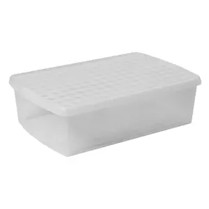 Wham Clip 4x 30L Rectangular Plastic Storage Boxes with Secure Clip Lock Lids. L:59.5 x W:39.5 x H:17cm Clear/Clear/Clear