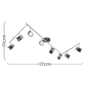 ValueLights Rosie Black Ceiling Bar Spotlight and GU10 Spotlight LED 5W Cool White 6500K Bulbs