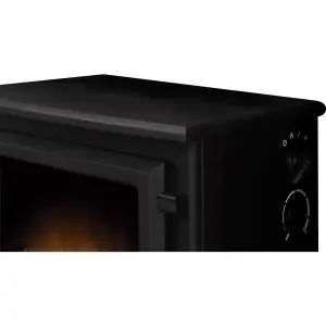 Adam Hudson Electric Stove in Black with Straight Stove Pipe