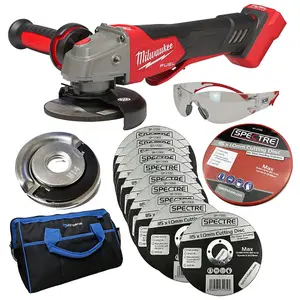 Milwaukee FUEL Brushless Angle Grinder 18V Cordless Slide Switch + Accessories