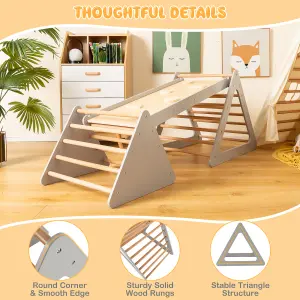 Costway 3 in 1 Toddler Climbing Toy Set Wooden Climber Log Bridge Kids Activity Center