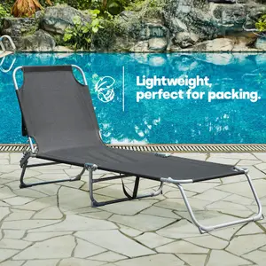 LIVIVO Foldable Outdoor Reclining Sun Lounger, Black