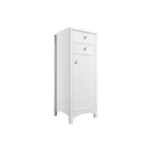 Exbury Tall White Ash Woodgrain effect Single Freestanding Bathroom Cabinet with 2 Drawers (H)118cm (W)46.5cm