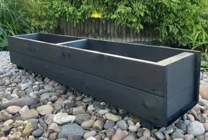 Large Wooden Planter Black Trough Garden Flower Box Heavy Duty 1200mm Fully Assembled