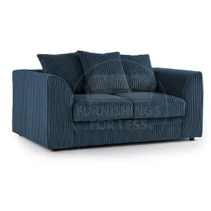 Luxor Jumbo Cord 3 + 2 Navy Blue Fabric Sofa Suite