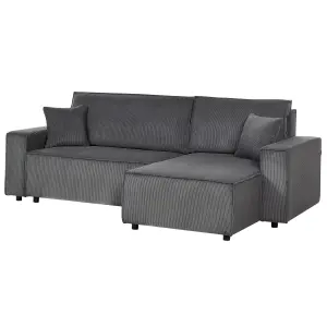 Sofa Bed ABACKA Graphite Grey Corduroy Left Hand