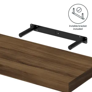 GoodHome Cusko Walnut effect Rectangular Floating shelf (L)60cm x (D)23.5cm