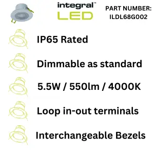 Integral LED Downlight 5.5W 510lm 68mm Cut Out Dimmable 4000K - White (4 Pack)